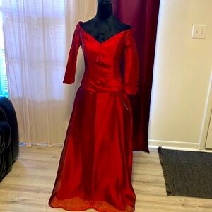 Elegant Red A-Line Dress with Full Skirt